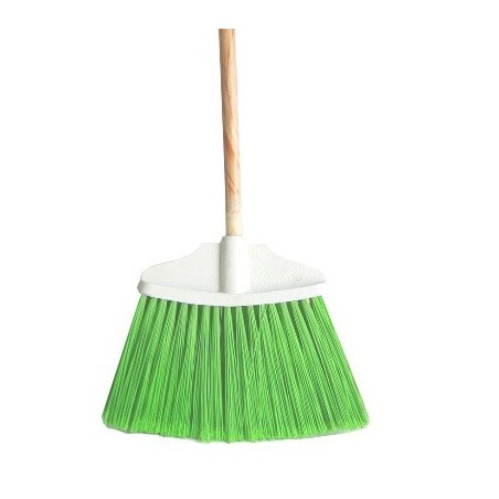 ESCOBA T/ABANICO GDE.PVC.VERDE C/BAS.MAD