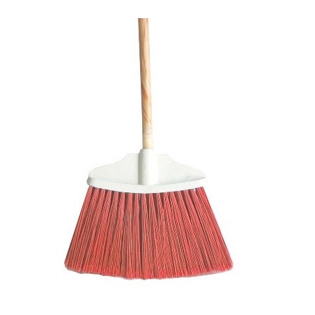 ESCOBA T/ABANICO GDE.PVC.ROJO C/BAS.MAD.