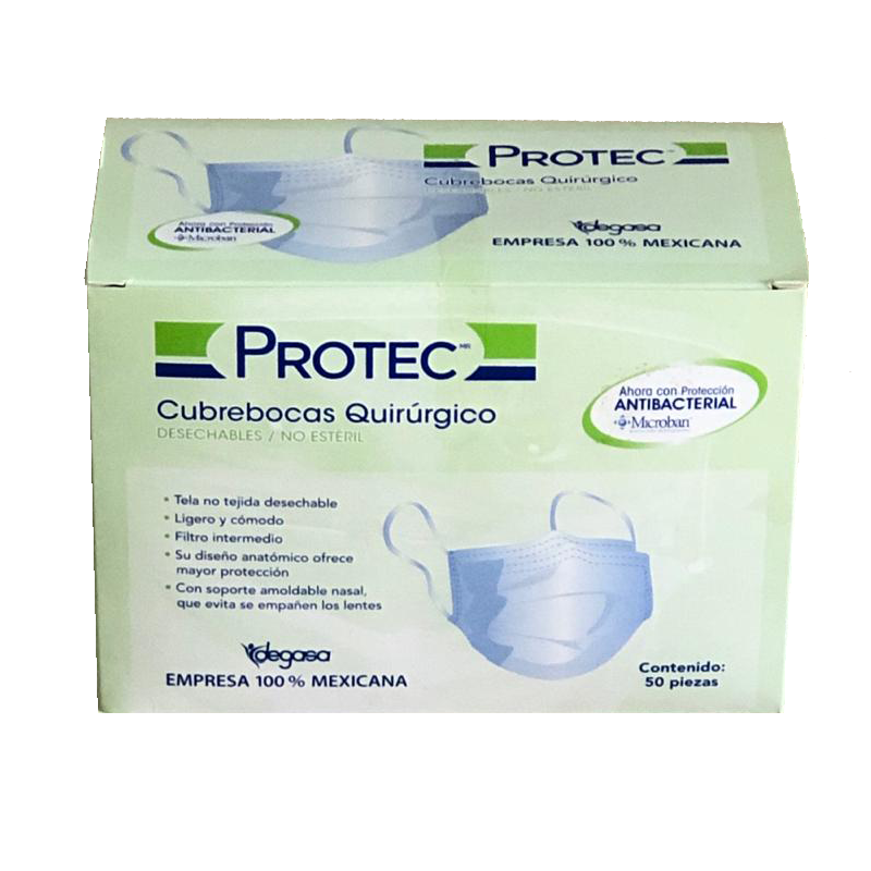 CUBREBOCA QUIRÚRGICO DES. ANTIB. BCO/AZUL C 50