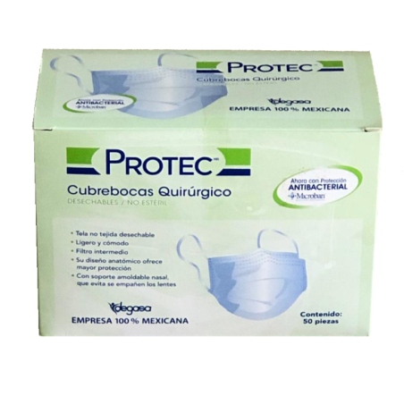CUBREBOCA QUIRÚRGICO DES. ANTIB. BCO/AZUL C 50